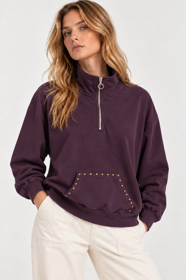 Sudadera Canguro Tachas