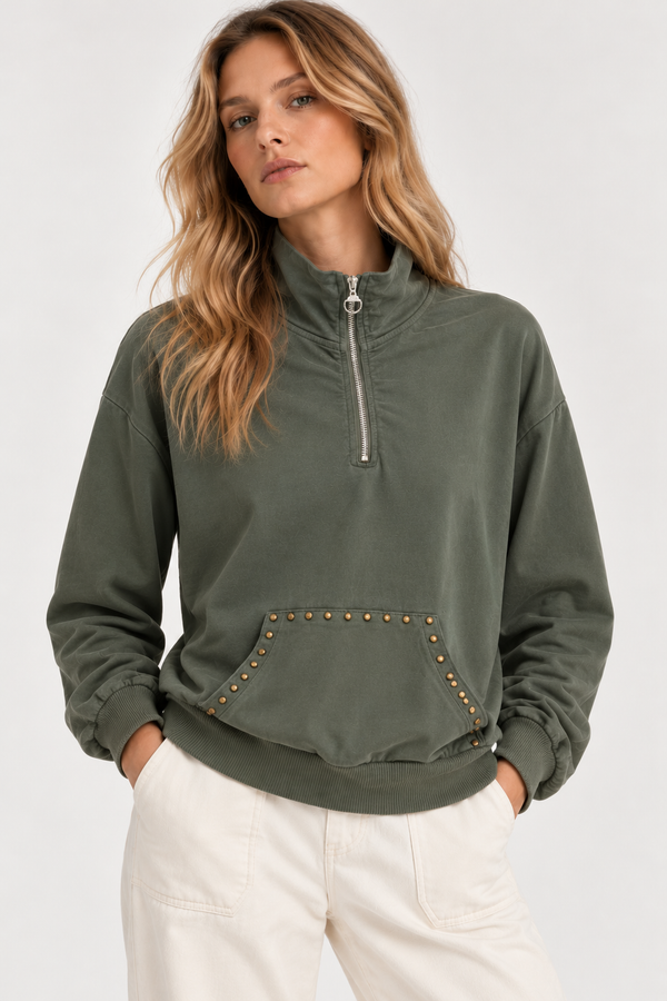 Sudadera Canguro Tachas