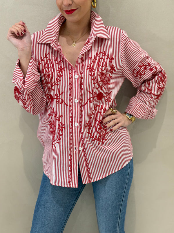 Camisa Rayas Bordada