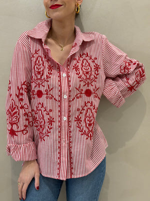 Camisa Rayas Bordada