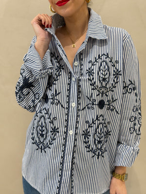 Camisa Rayas Bordada