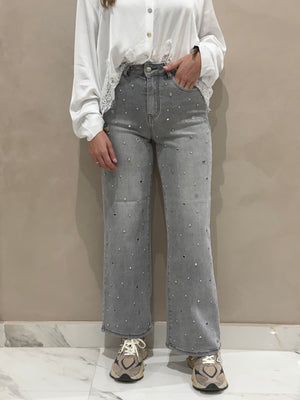 Jeans Gris Tachas