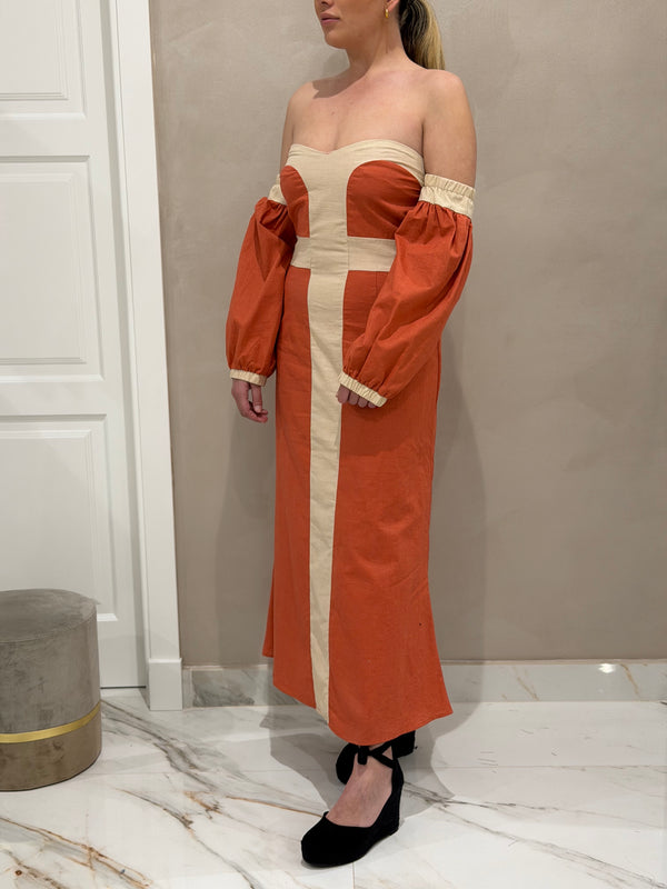 Vestido Bicolor Bardot