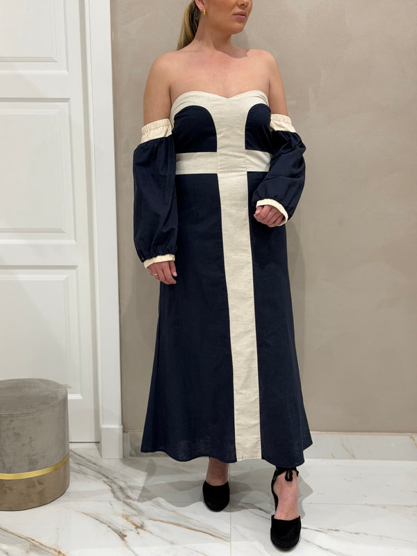 Vestido Bicolor Bardot