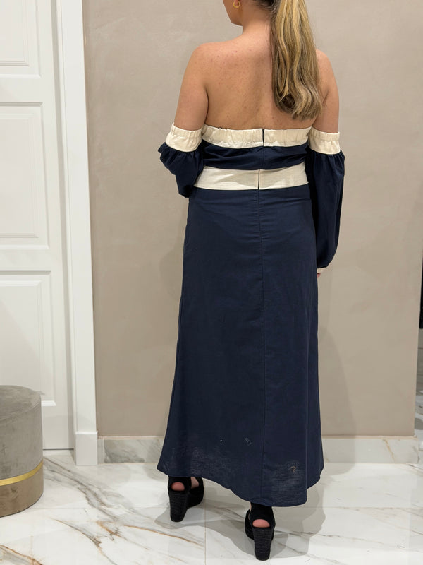 Vestido Bicolor Bardot