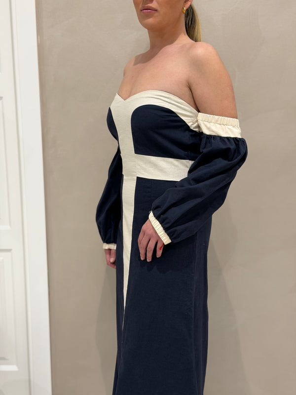 Vestido Bicolor Bardot