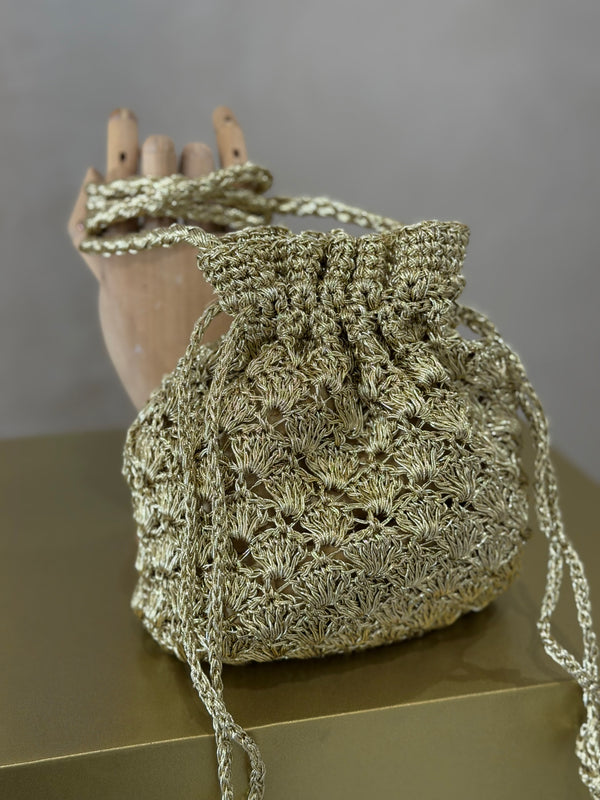Bolso Bombonera Hilo Dorado